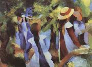 August Macke Girls Amongst Trees (mk09) oil painting reproduction